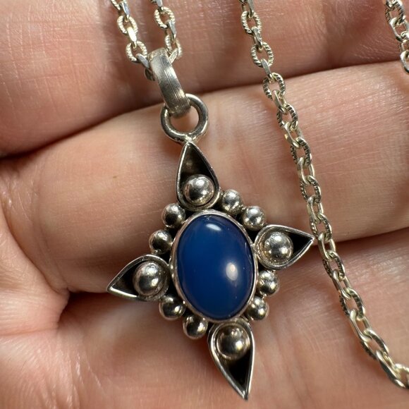 VTG Sterling Silver 925 Blue Howlite 18-20" Adjustable Length Chain - Picture 5 of 11